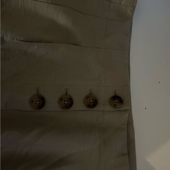 LOFT Tan Button Front High Rise Wide Leg Pants Size 8 - Picture 8 of 10